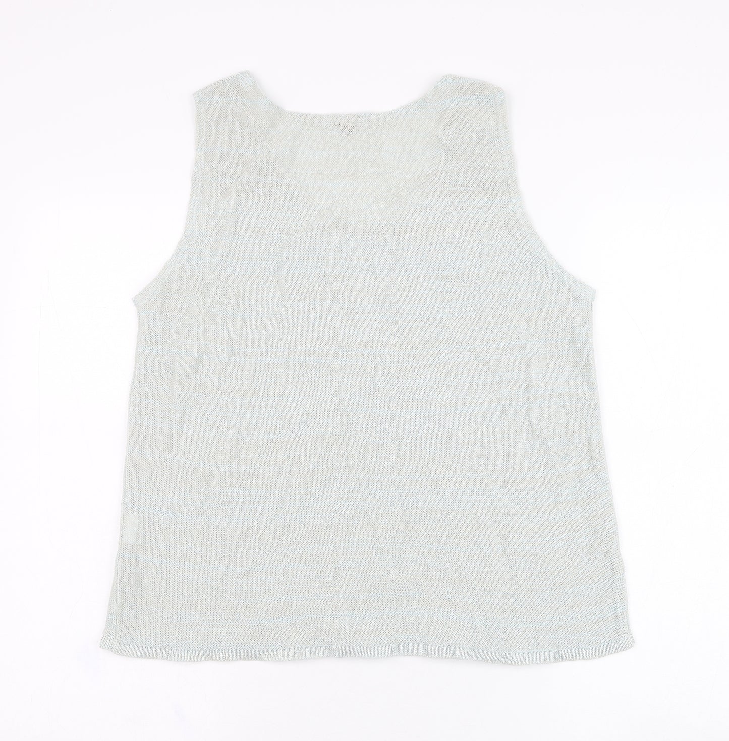 Horsan Womens Green  Linen Basic Tank Size 12 Round Neck
