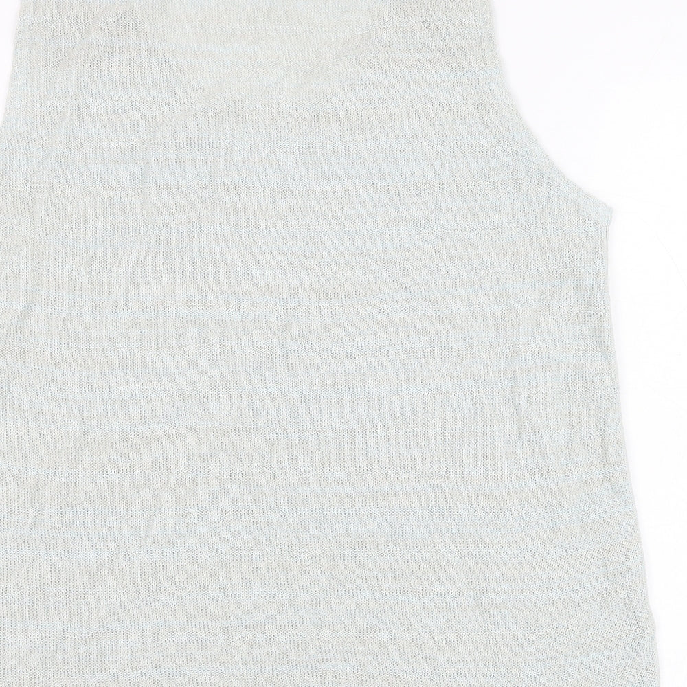 Horsan Womens Green  Linen Basic Tank Size 12 Round Neck