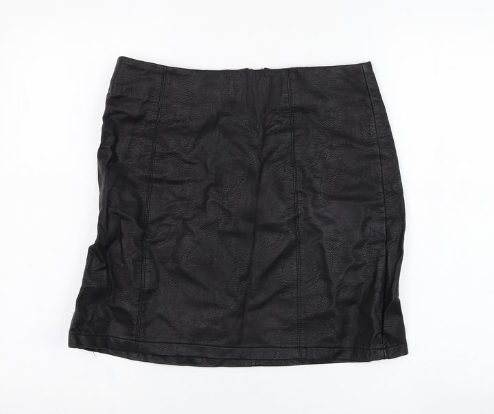 Dorothy Perkins Womens Black  Viscose Straight & Pencil Skirt Size 12   Zip
