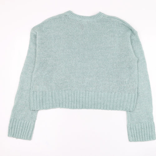 New Look Womens Green Round Neck  Acrylic Pullover Jumper Size S