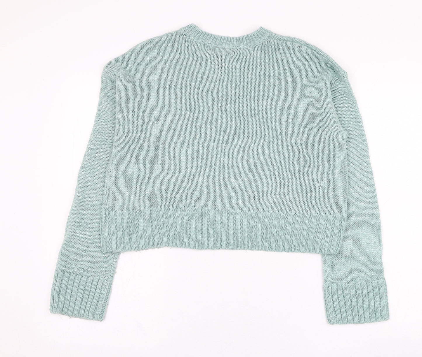 New Look Womens Green Round Neck  Acrylic Pullover Jumper Size S