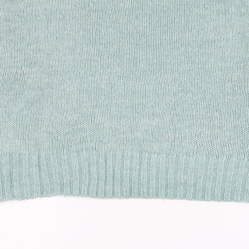 New Look Womens Green Round Neck  Acrylic Pullover Jumper Size S