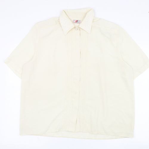 Leisure Time Womens Beige  Polyester Basic Blouse Size 18 Collared