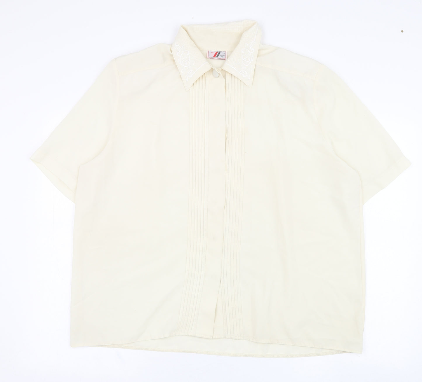 Leisure Time Womens Beige  Polyester Basic Blouse Size 18 Collared