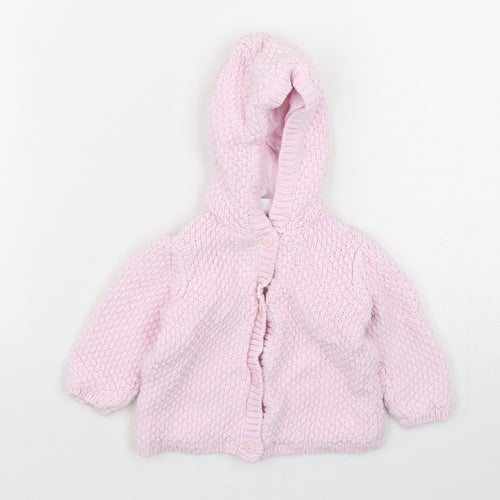 Mini Club Girls Pink  Cotton Cardigan Jumper Size 3-6 Months  Button
