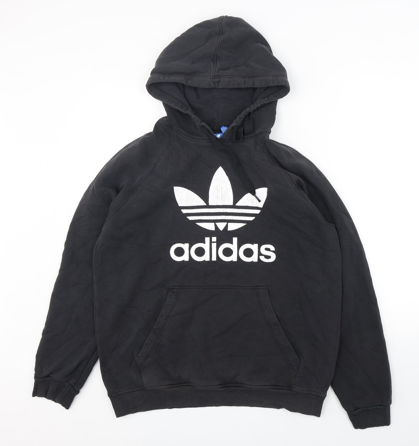 adidas Mens Black  Cotton Pullover Hoodie Size L