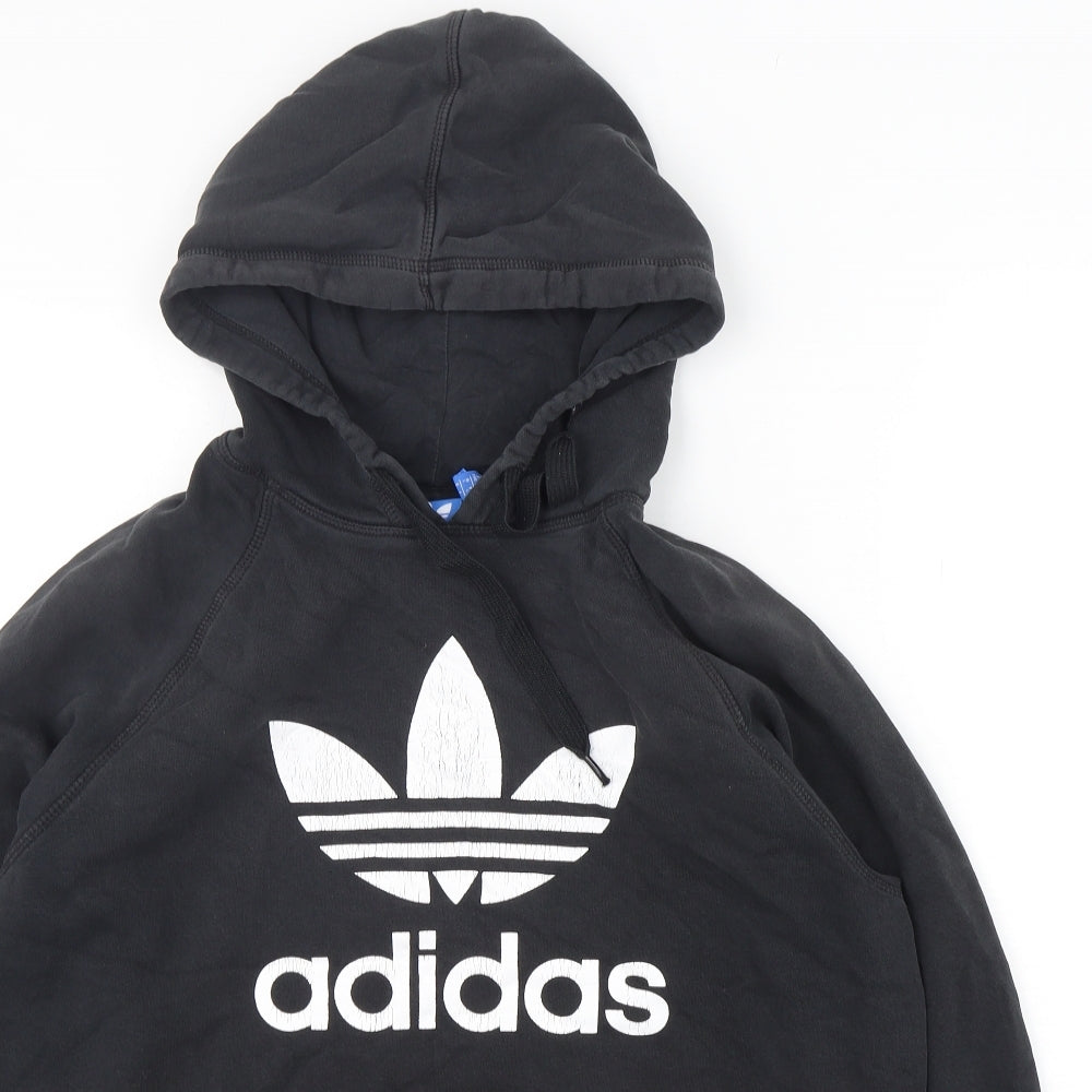 adidas Mens Black  Cotton Pullover Hoodie Size L