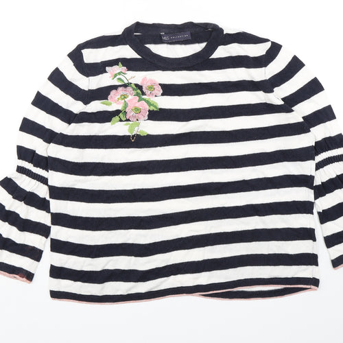 Marks and Spencer Womens Multicoloured Round Neck Striped Viscose Pullover Jumper Size 10