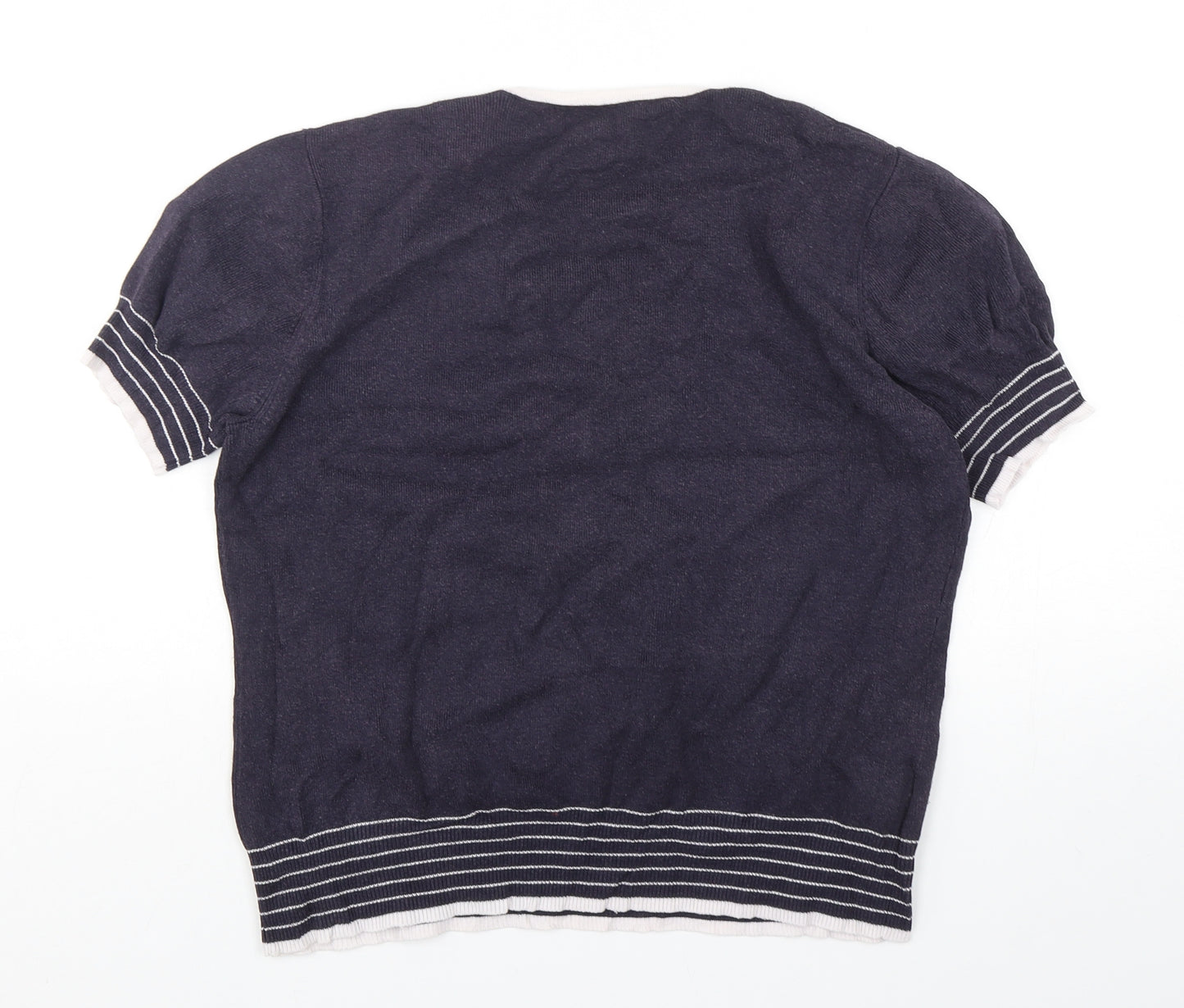 CC Womens Blue V-Neck  Viscose Pullover Jumper Size L