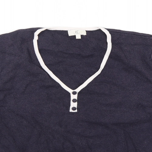 CC Womens Blue V-Neck  Viscose Pullover Jumper Size L