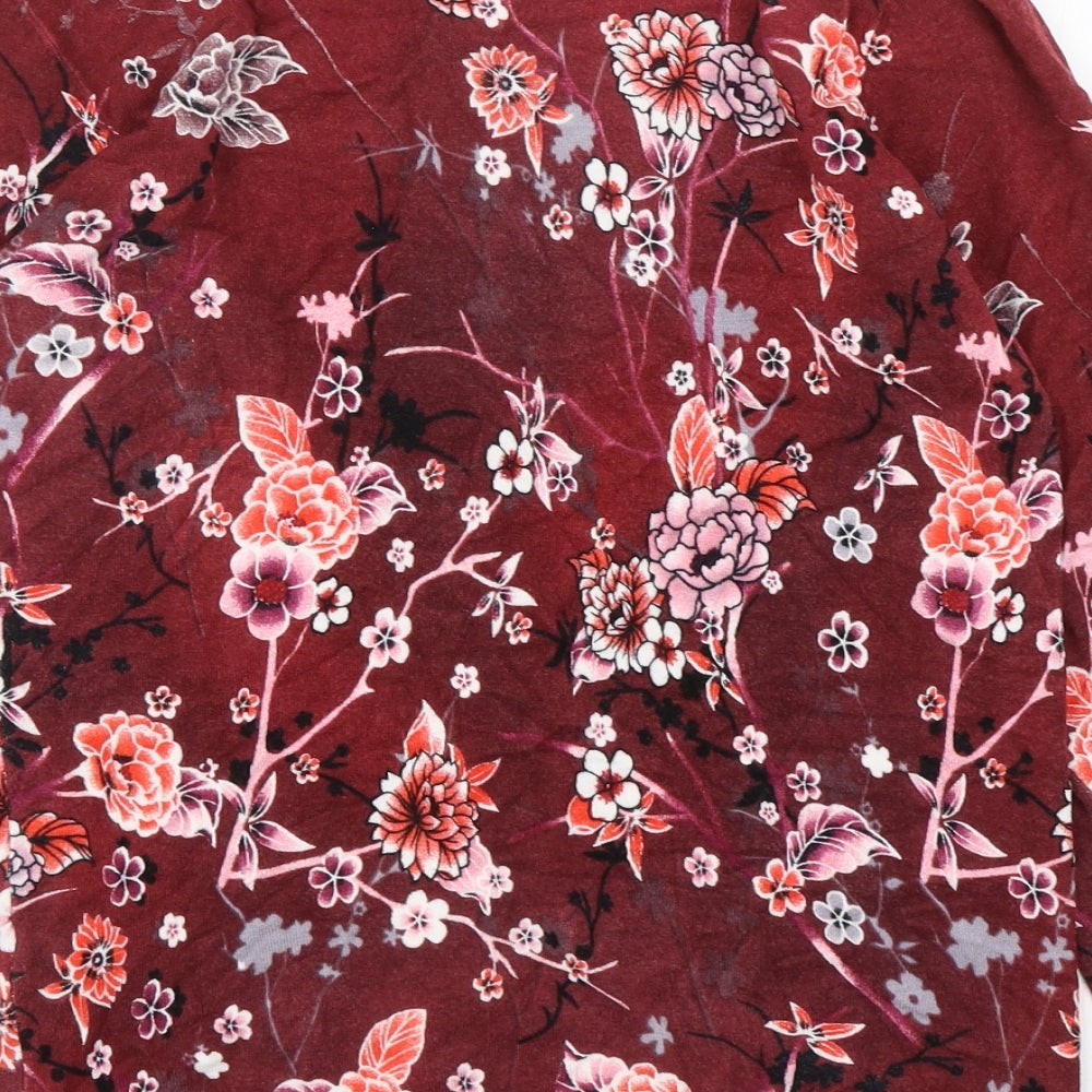 IMAGINI Womens Multicoloured Round Neck Floral Viscose Full Zip Jumper Size 12