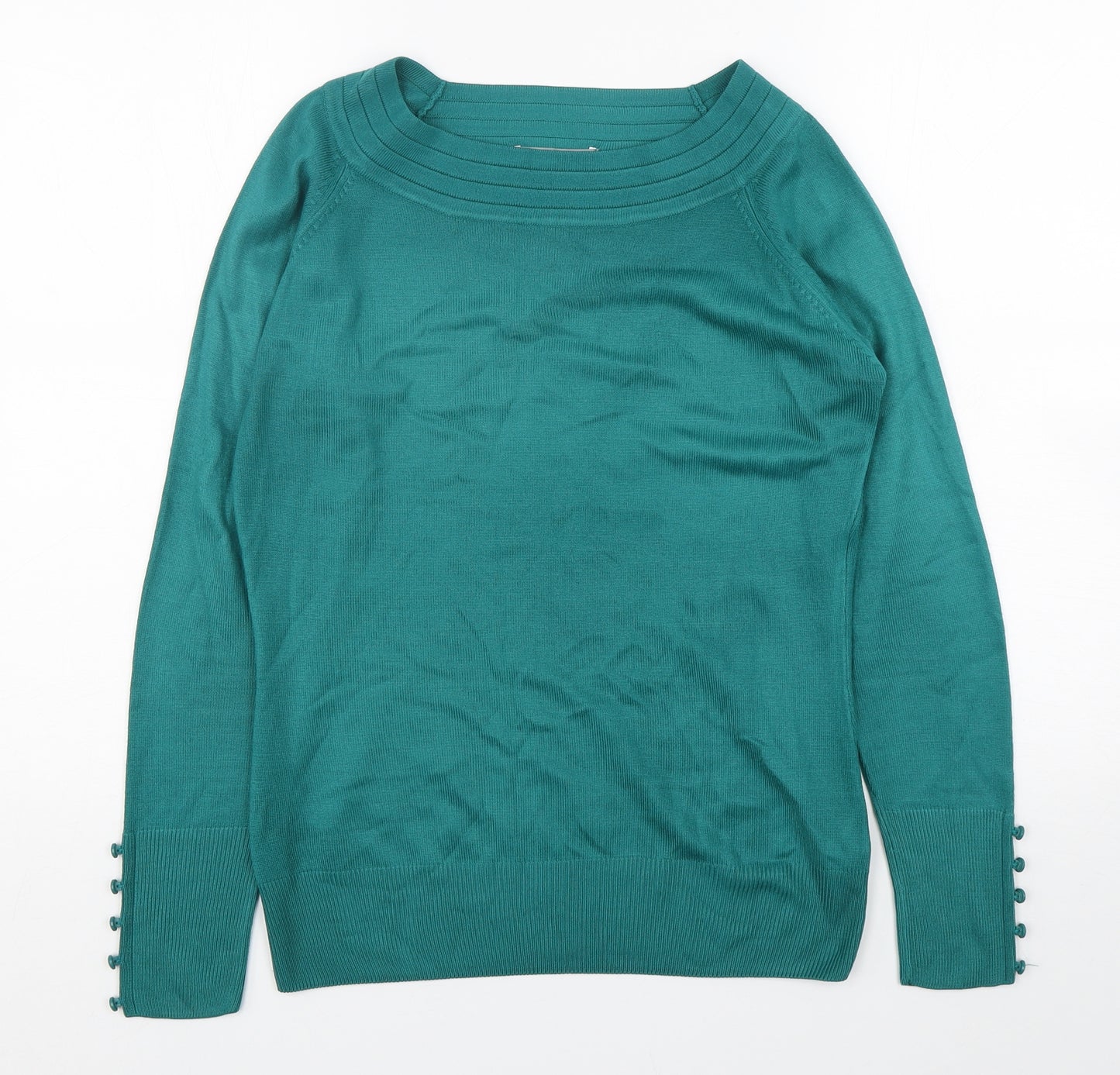 Marks and Spencer Womens Green Round Neck  Acrylic Pullover Jumper Size 10