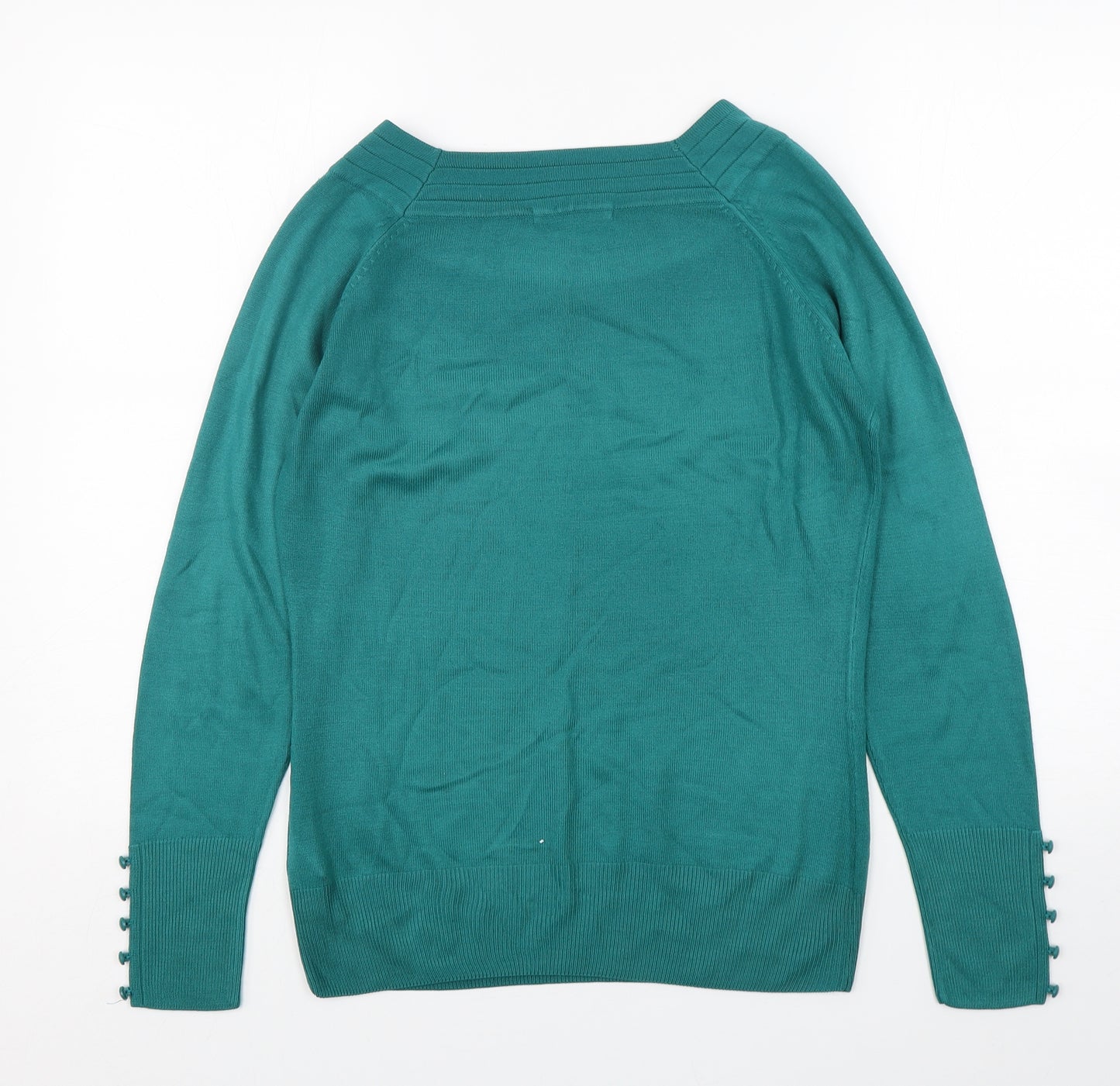 Marks and Spencer Womens Green Round Neck  Acrylic Pullover Jumper Size 10