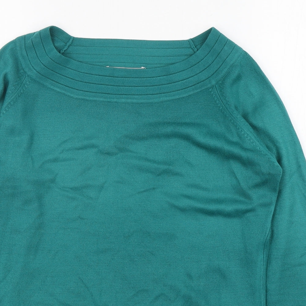 Marks and Spencer Womens Green Round Neck  Acrylic Pullover Jumper Size 10