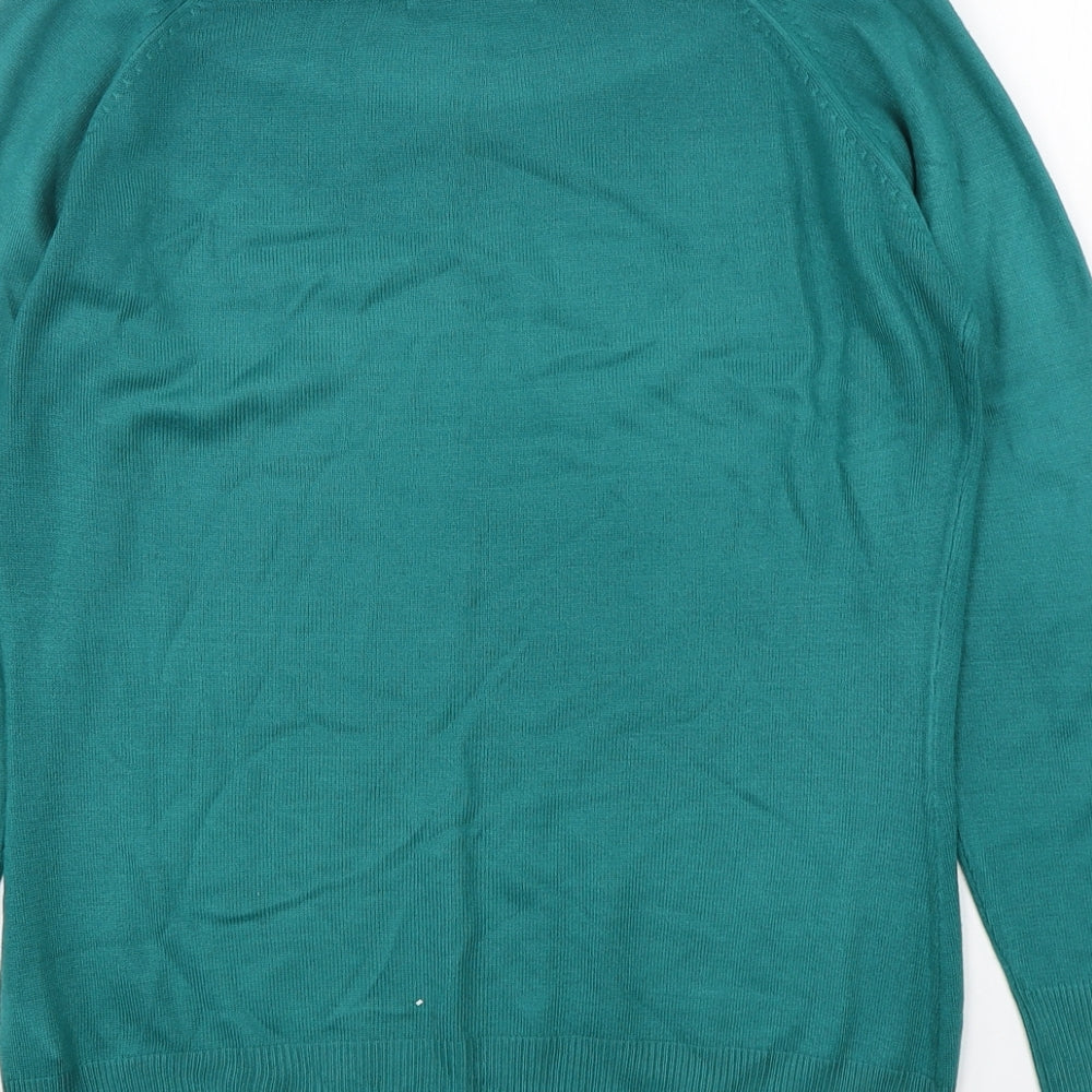 Marks and Spencer Womens Green Round Neck  Acrylic Pullover Jumper Size 10