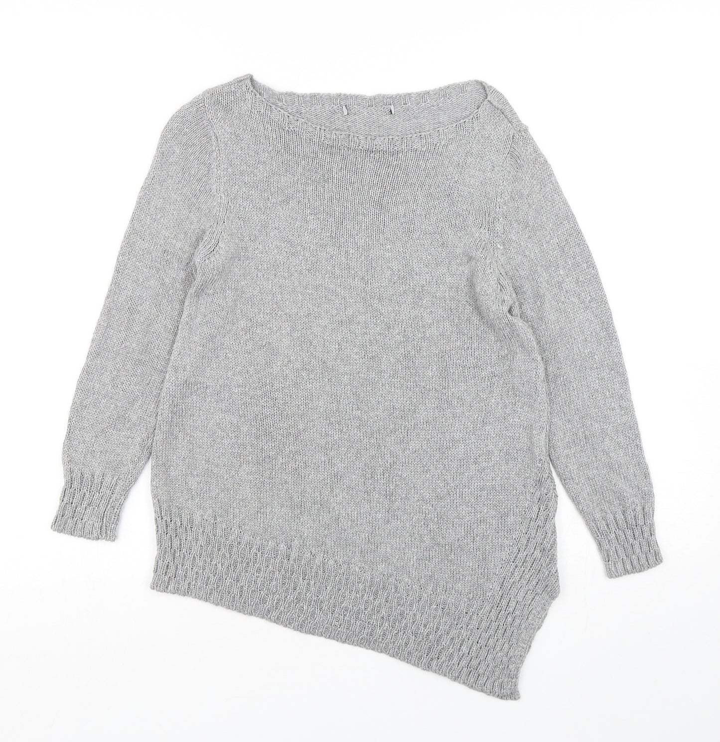 Marks and Spencer Womens Grey Round Neck  Viscose Pullover Jumper Size 8