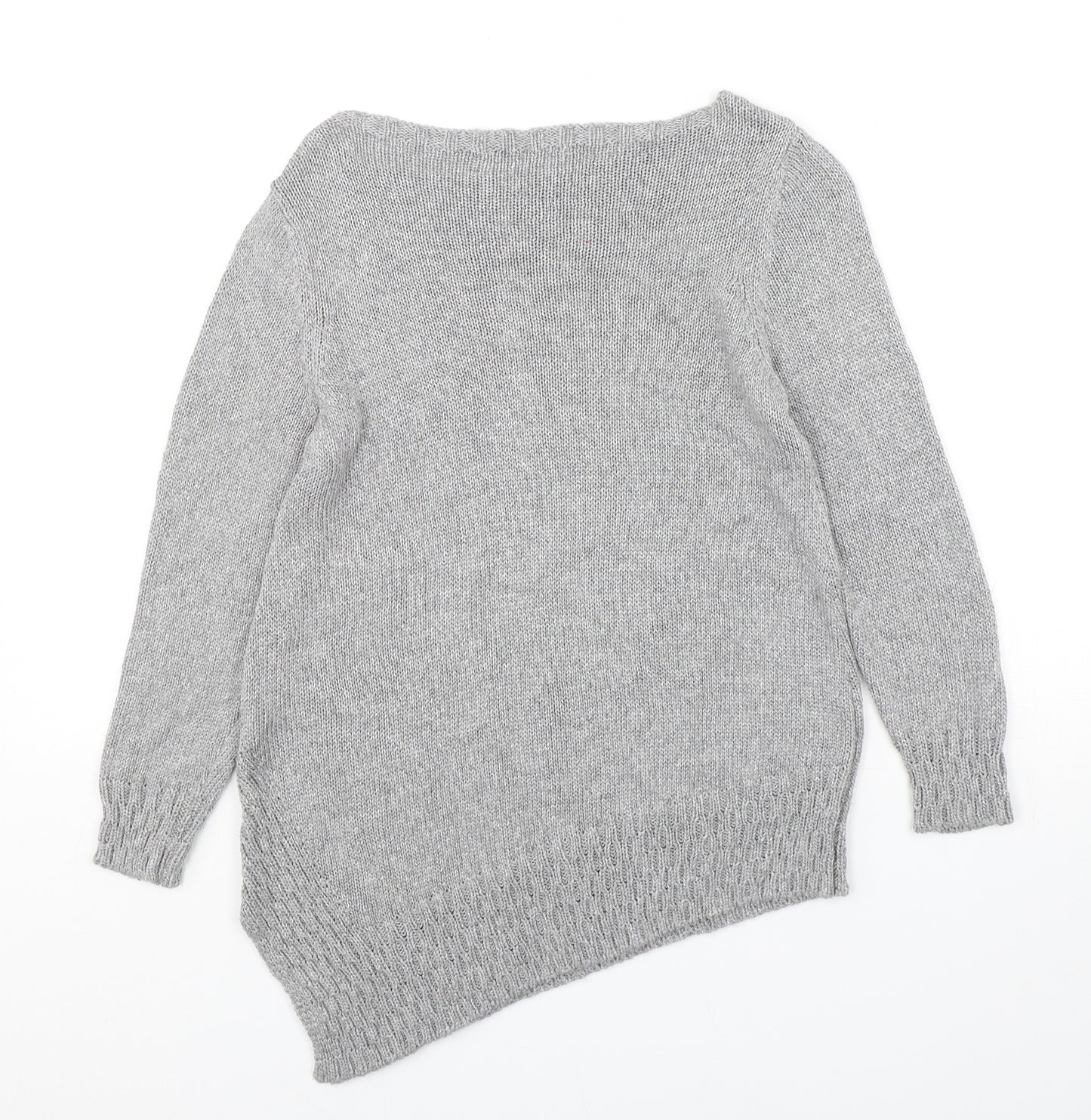 Marks and Spencer Womens Grey Round Neck  Viscose Pullover Jumper Size 8