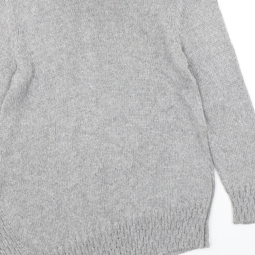 Marks and Spencer Womens Grey Round Neck  Viscose Pullover Jumper Size 8
