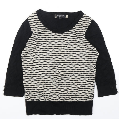 Principles  Womens Multicoloured Round Neck Striped Cotton Pullover Jumper Size 8