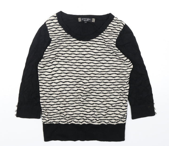 Principles Womens Multicoloured Round Neck Striped Cotton Pullover Jumper Size 8