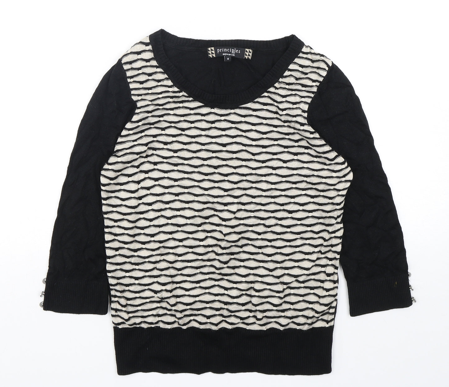 Principles  Womens Multicoloured Round Neck Striped Cotton Pullover Jumper Size 8