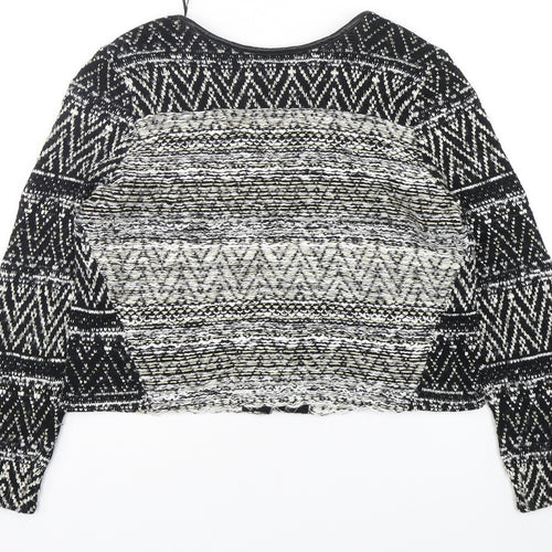 H&M Womens Multicoloured Round Neck Geometric Cotton Cardigan Jumper Size L