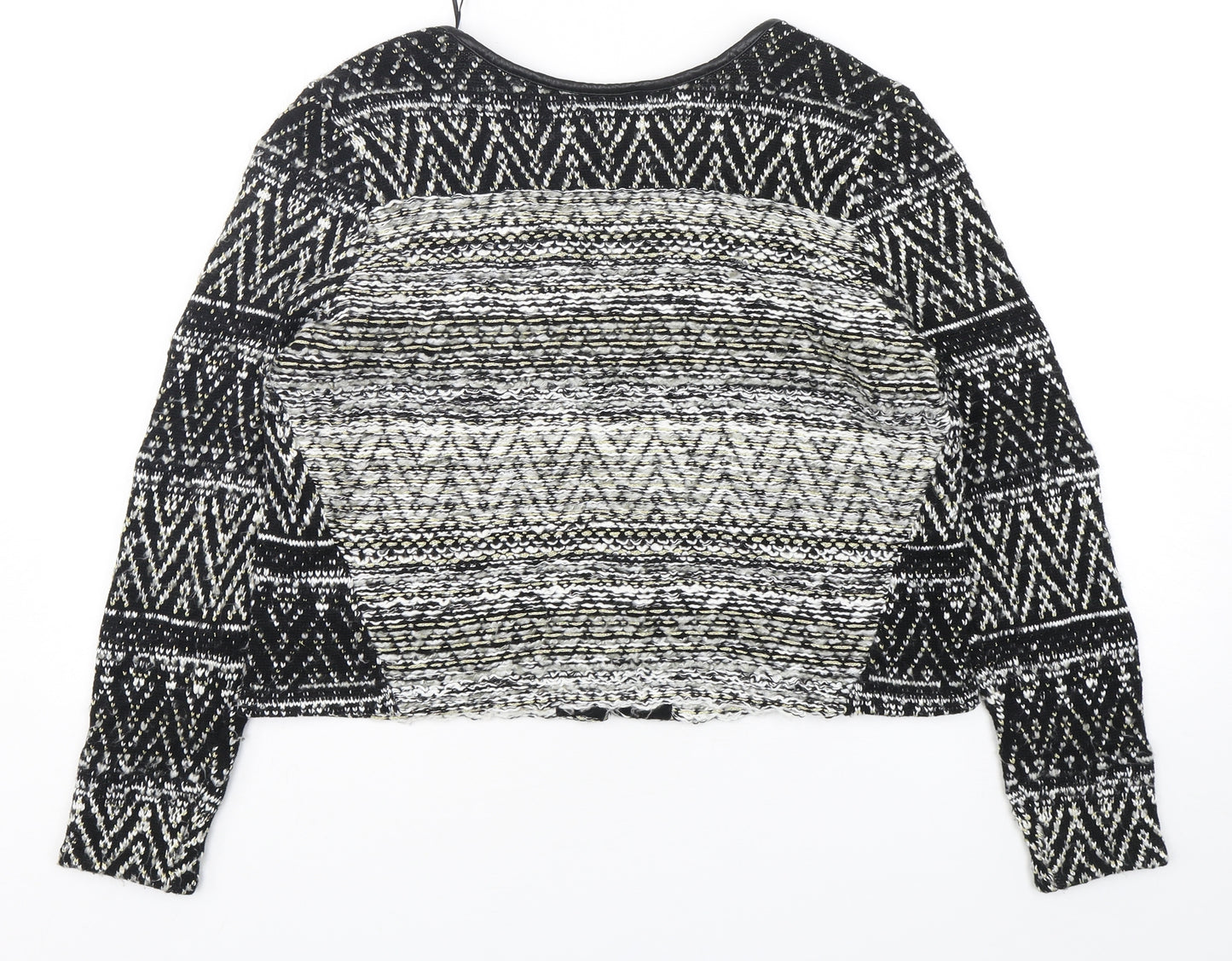 H&M Womens Multicoloured Round Neck Geometric Cotton Cardigan Jumper Size L