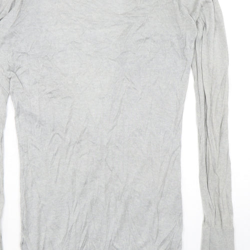 Warehouse Womens Grey V-Neck  Viscose Cardigan Jumper Size 12