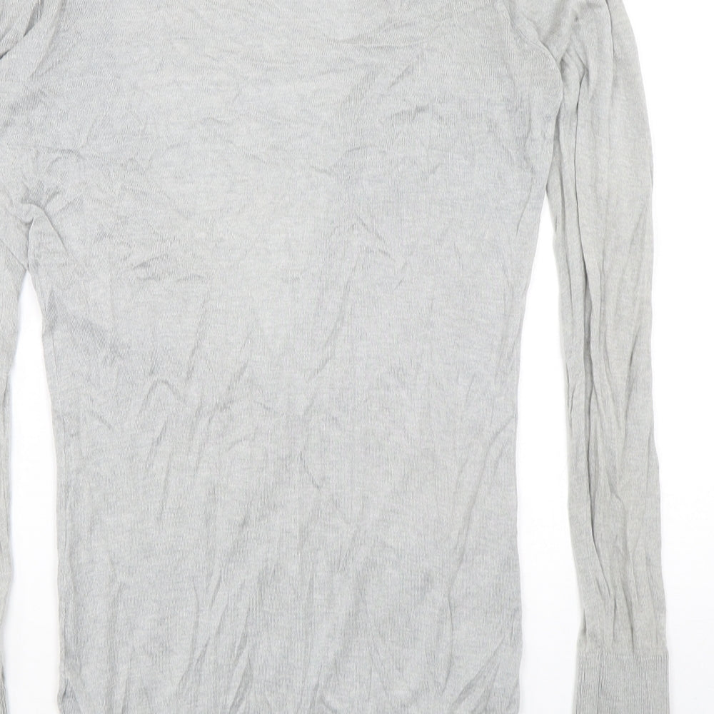 Warehouse Womens Grey V-Neck  Viscose Cardigan Jumper Size 12