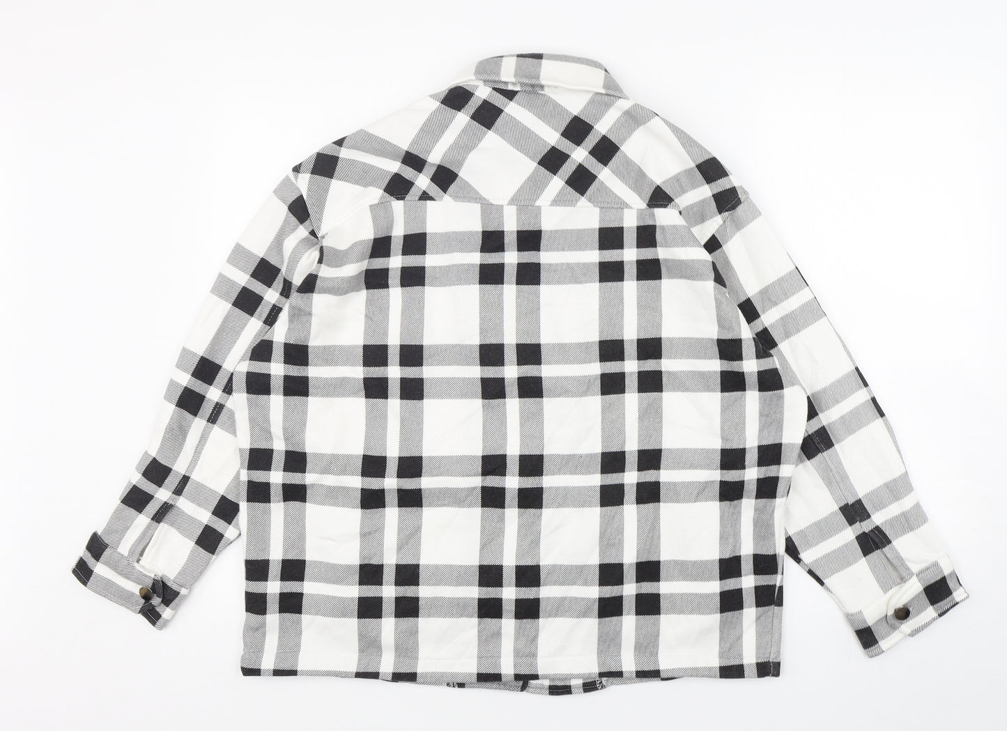 Rising  Womens Multicoloured Plaid Polyester Basic Button-Up Size M Collared