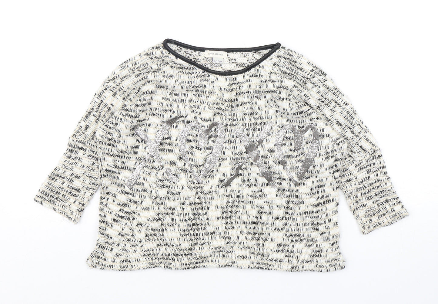 River Island  Girls Multicoloured Round Neck  Acrylic Pullover Jumper Size 9-10 Years