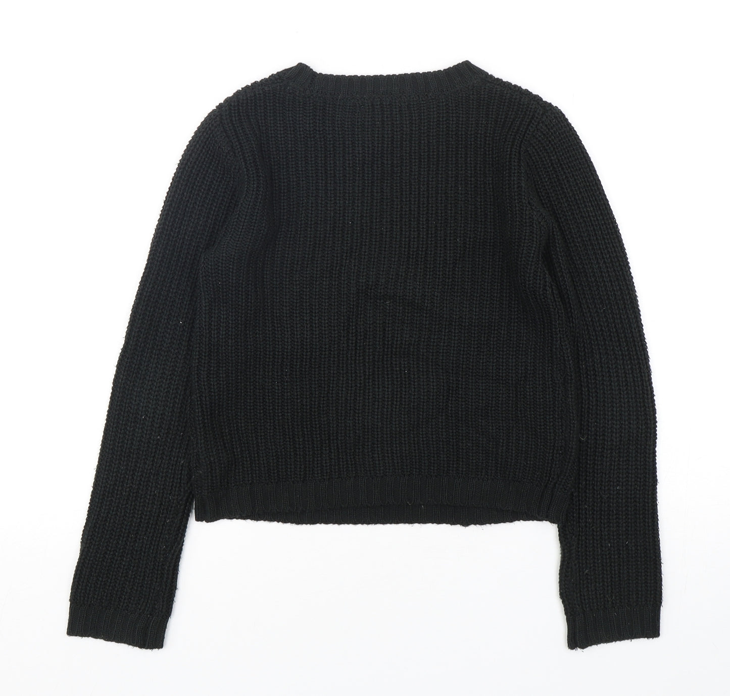 Primark Girls Black Round Neck  Acrylic Pullover Jumper Size 9-10 Years
