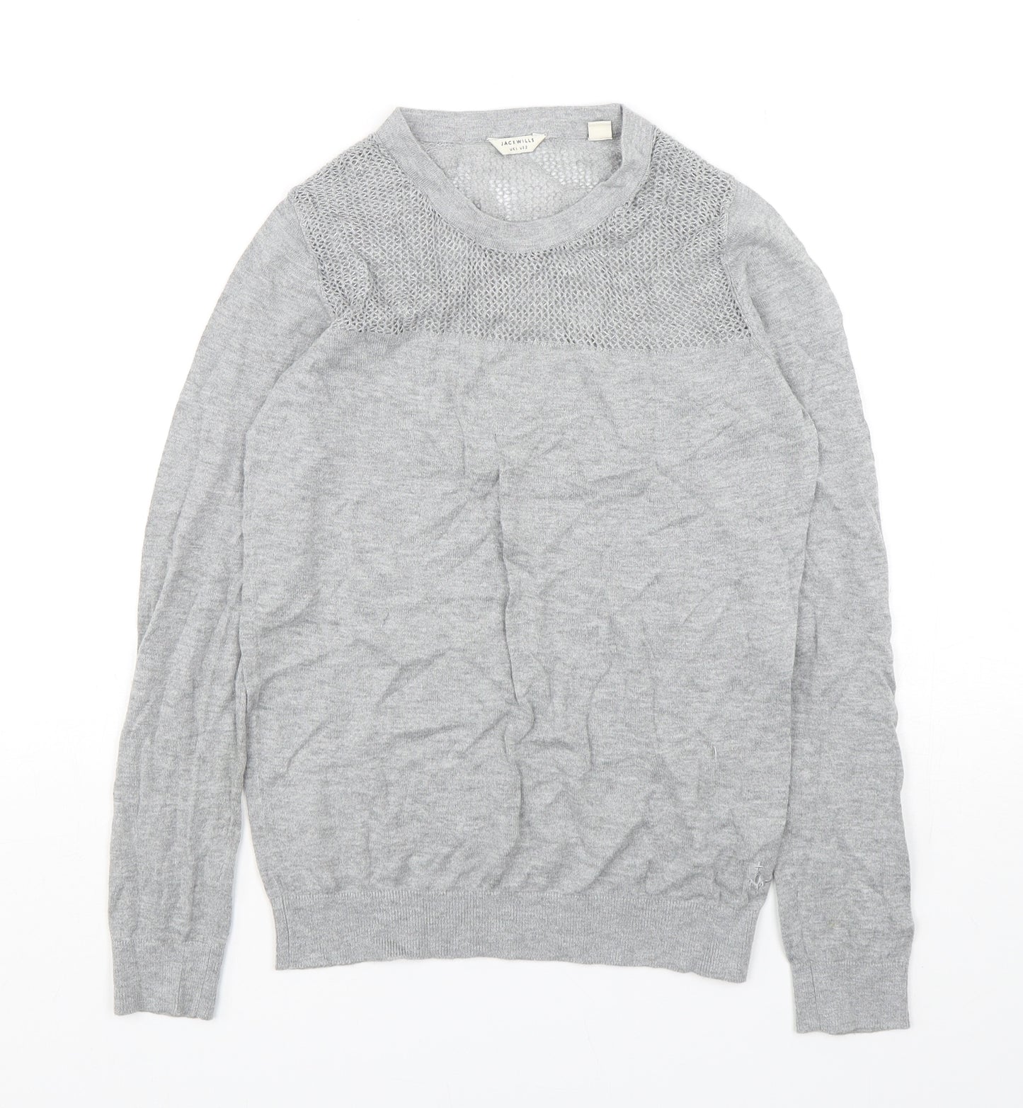 Jack Wills Womens Grey Round Neck  Cotton Pullover Jumper Size 6