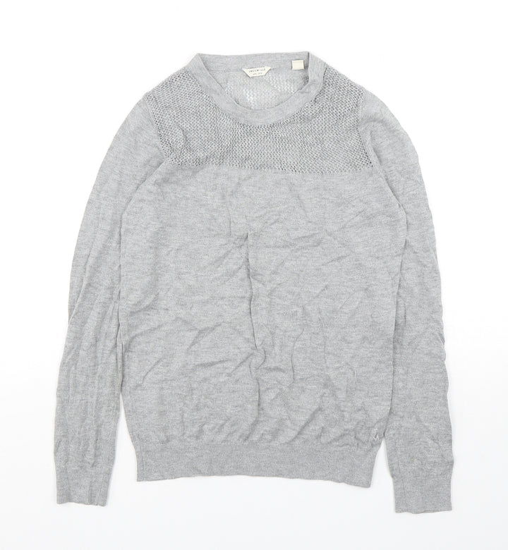 Jack Wills Womens Grey Round Neck  Cotton Pullover Jumper Size 6