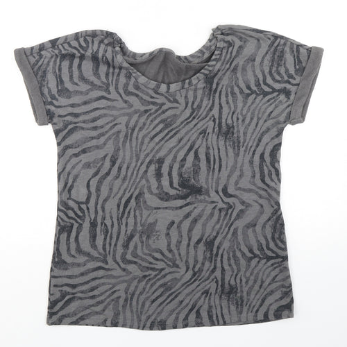 Marks and Spencer Womens Multicoloured Round Neck Animal Print Cotton Pullover Jumper Size 10