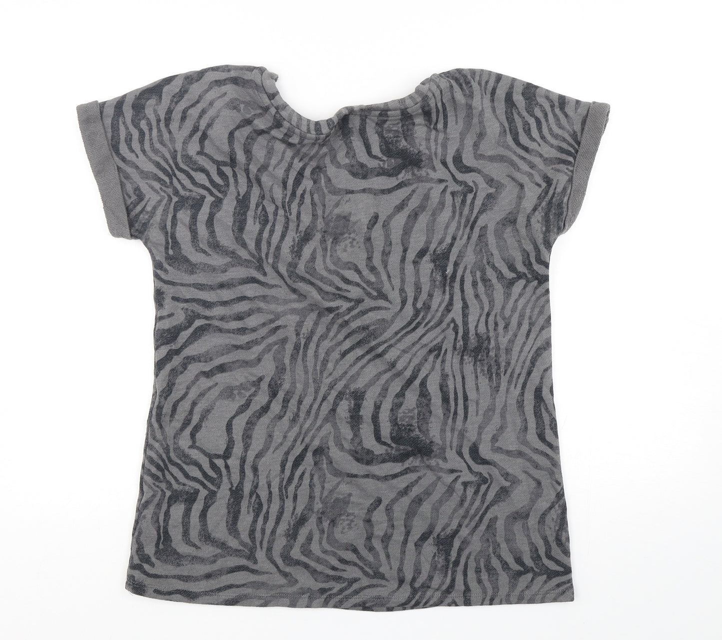 Marks and Spencer Womens Multicoloured Round Neck Animal Print Cotton Pullover Jumper Size 10