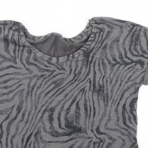 Marks and Spencer Womens Multicoloured Round Neck Animal Print Cotton Pullover Jumper Size 10