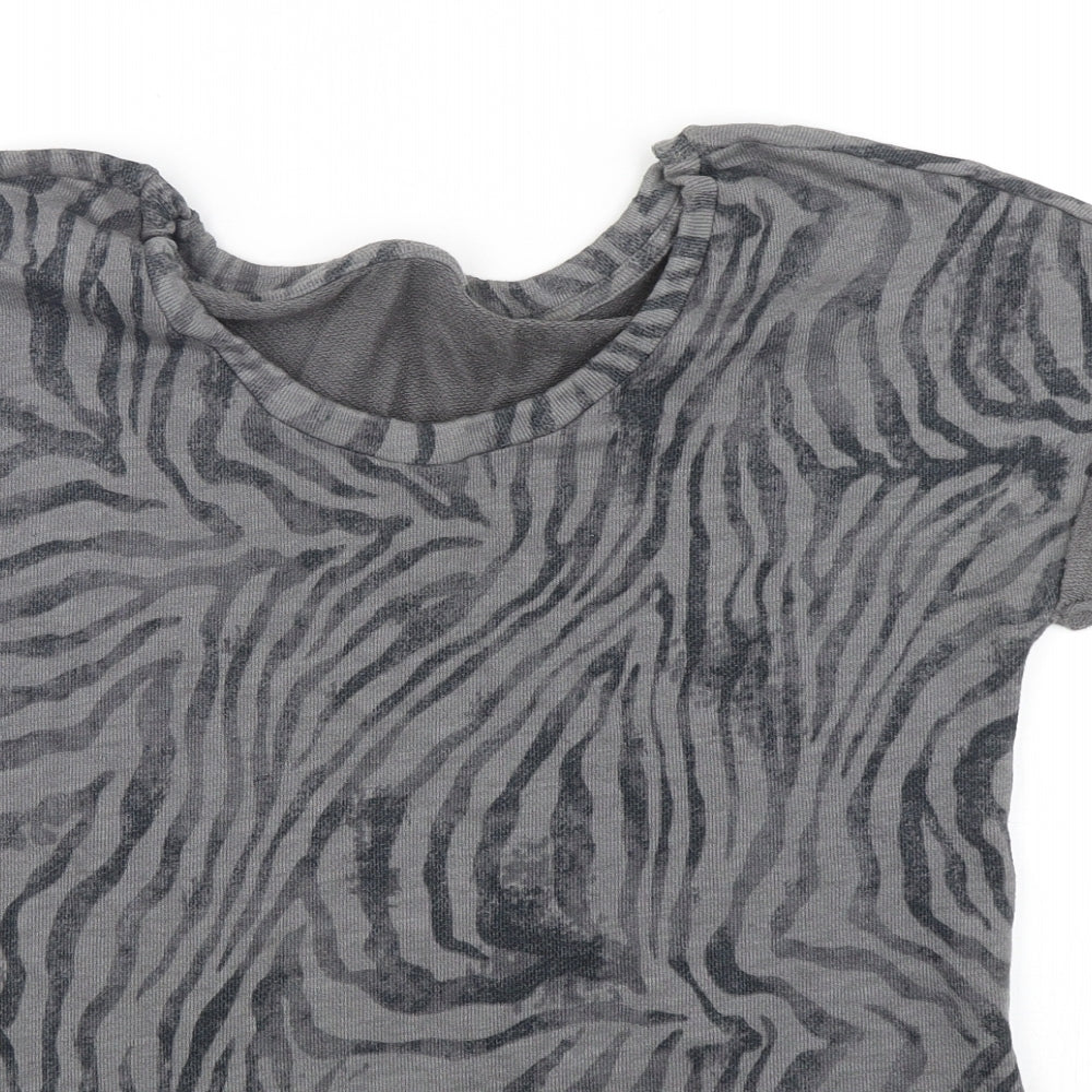 Marks and Spencer Womens Multicoloured Round Neck Animal Print Cotton Pullover Jumper Size 10