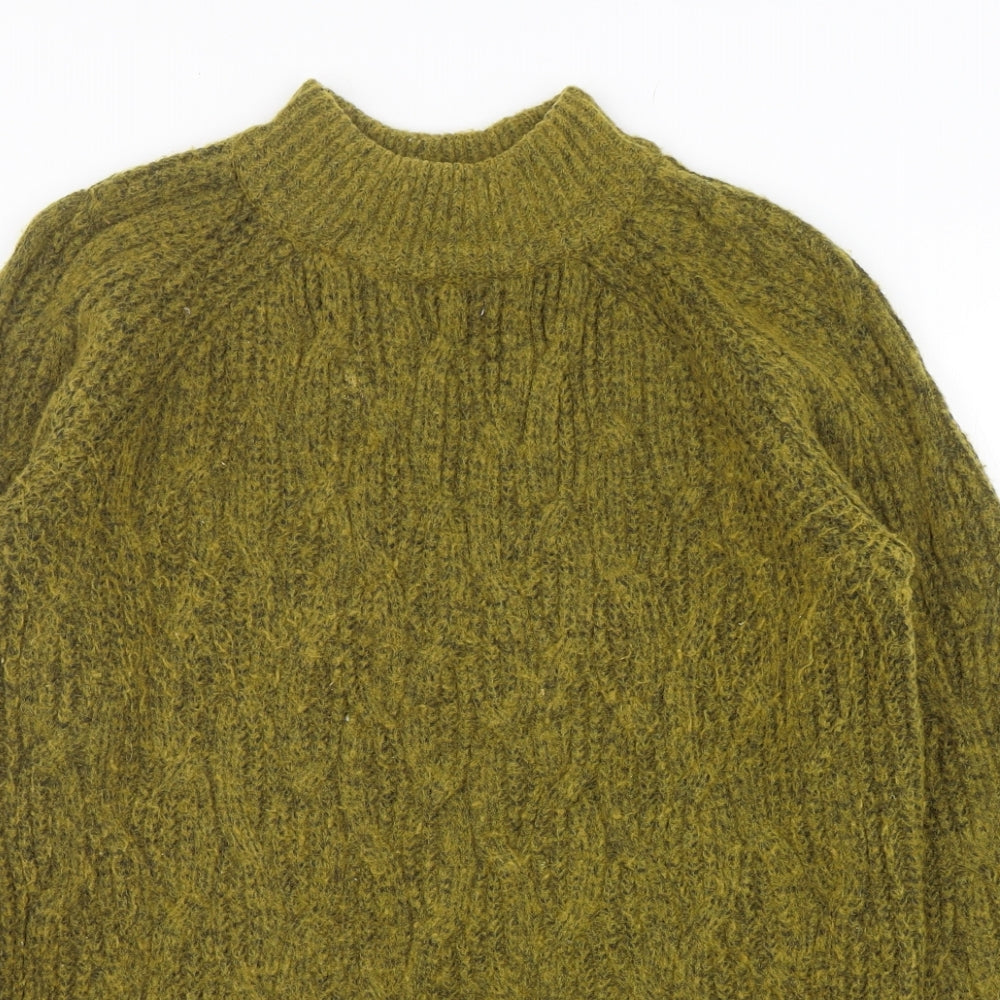 Papaya Womens Green Mock Neck  Polyester Pullover Jumper Size M