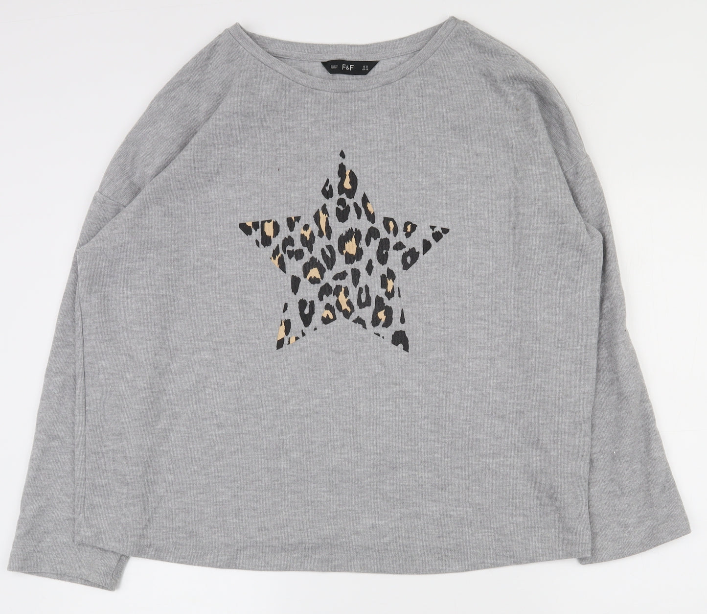 F&F Womens Grey  Polyester Pullover Sweatshirt Size 10  Pullover