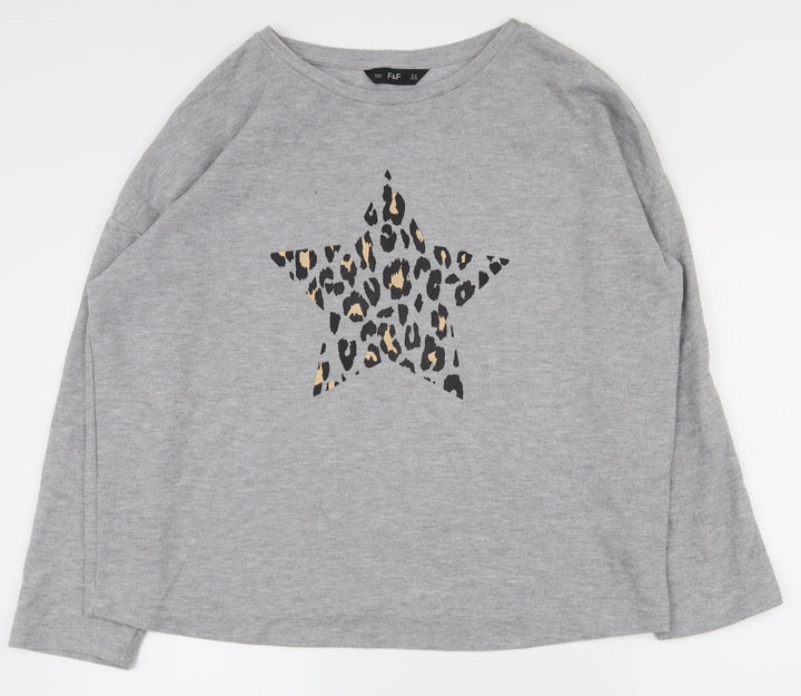 F&F Womens Grey  Polyester Pullover Sweatshirt Size 10  Pullover