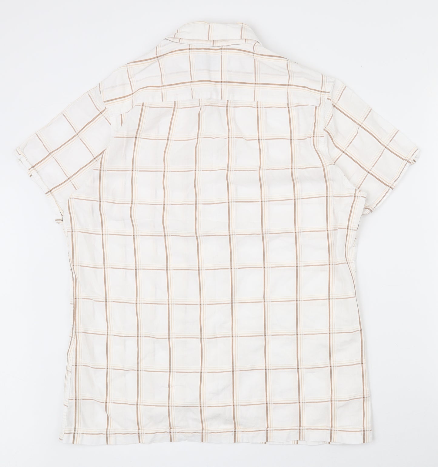 Burton Mens White Plaid Polyester  Button-Up Size M Collared Button