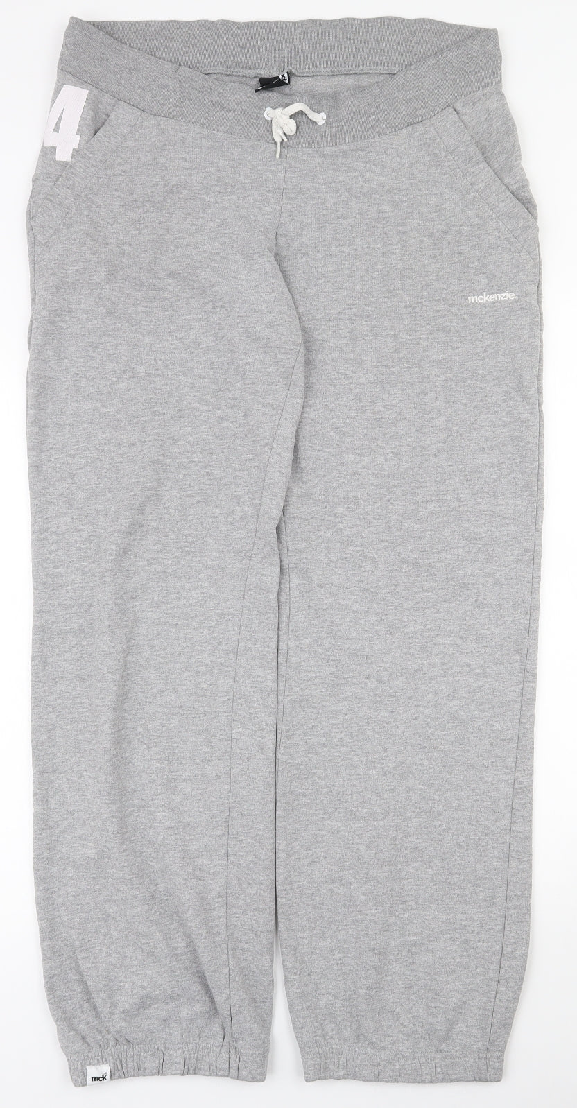 McKenzie Womens Grey  Cotton Jogger Trousers Size 12 L30.5 in Regular Drawstring