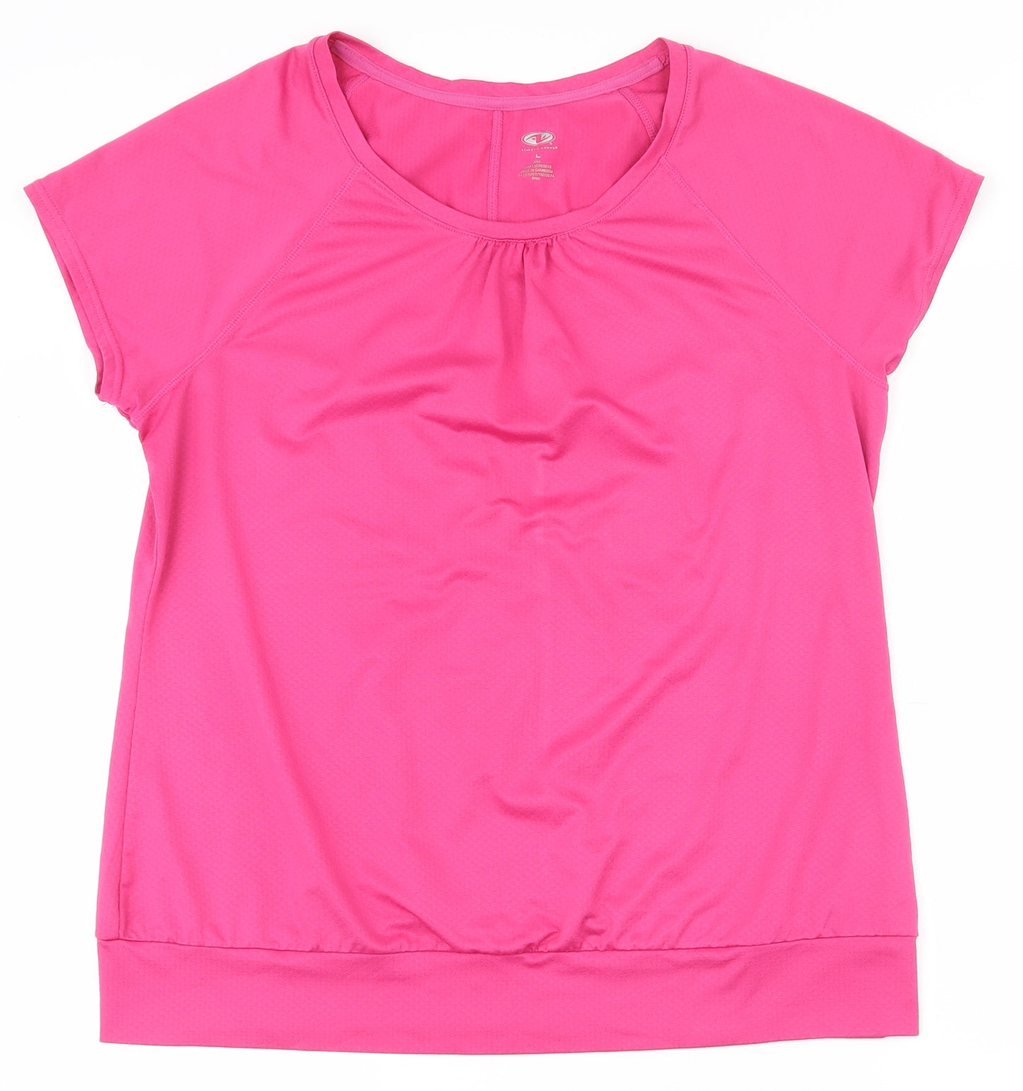 Athletic Works Womens Pink  Polyester Basic T-Shirt Size L Scoop Neck Pullover