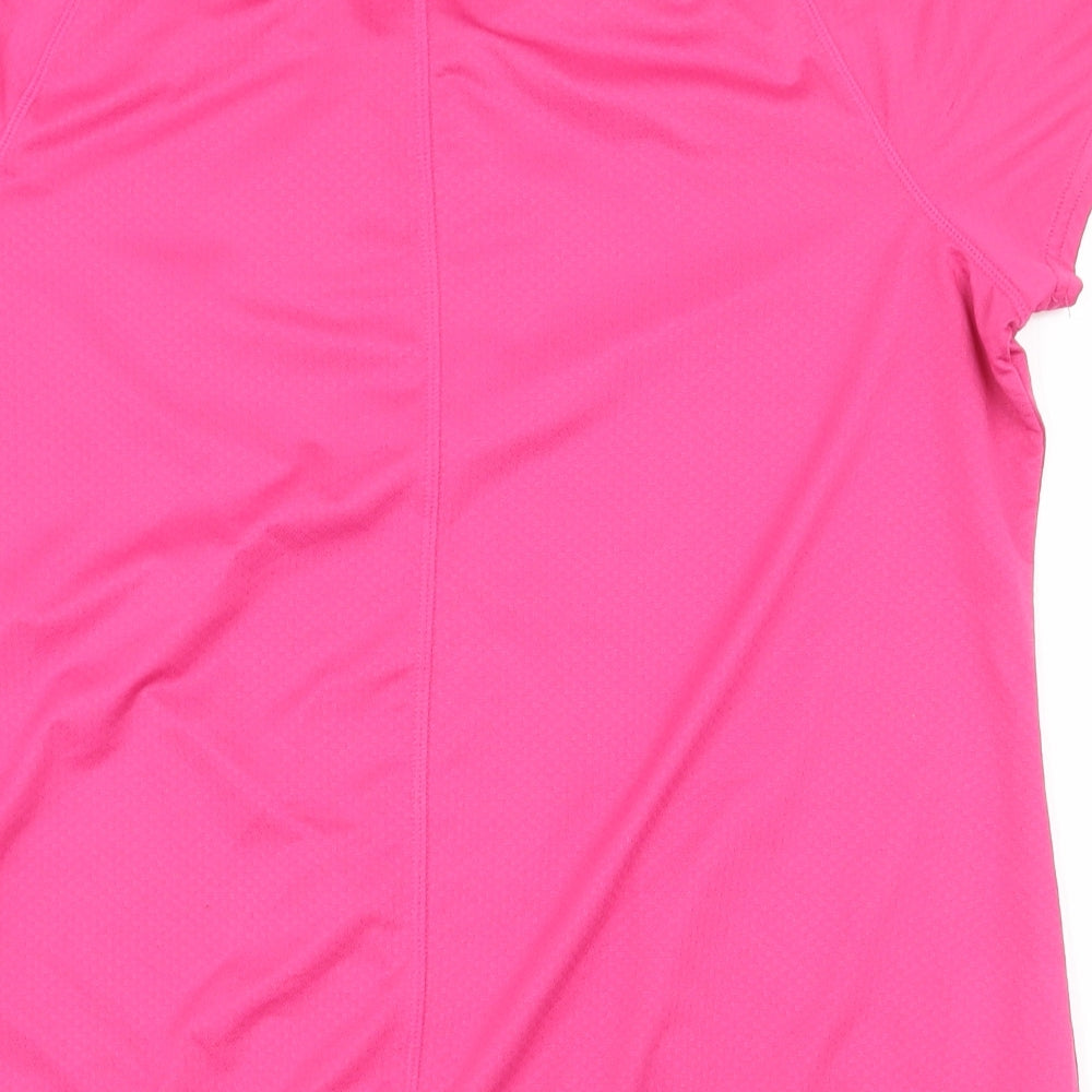 Athletic Works Womens Pink  Polyester Basic T-Shirt Size L Scoop Neck Pullover
