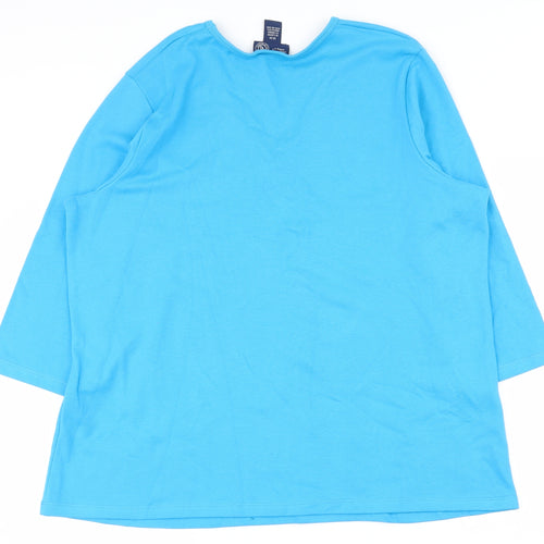Venezia Womens Blue  Cotton Basic T-Shirt Size 22 V-Neck