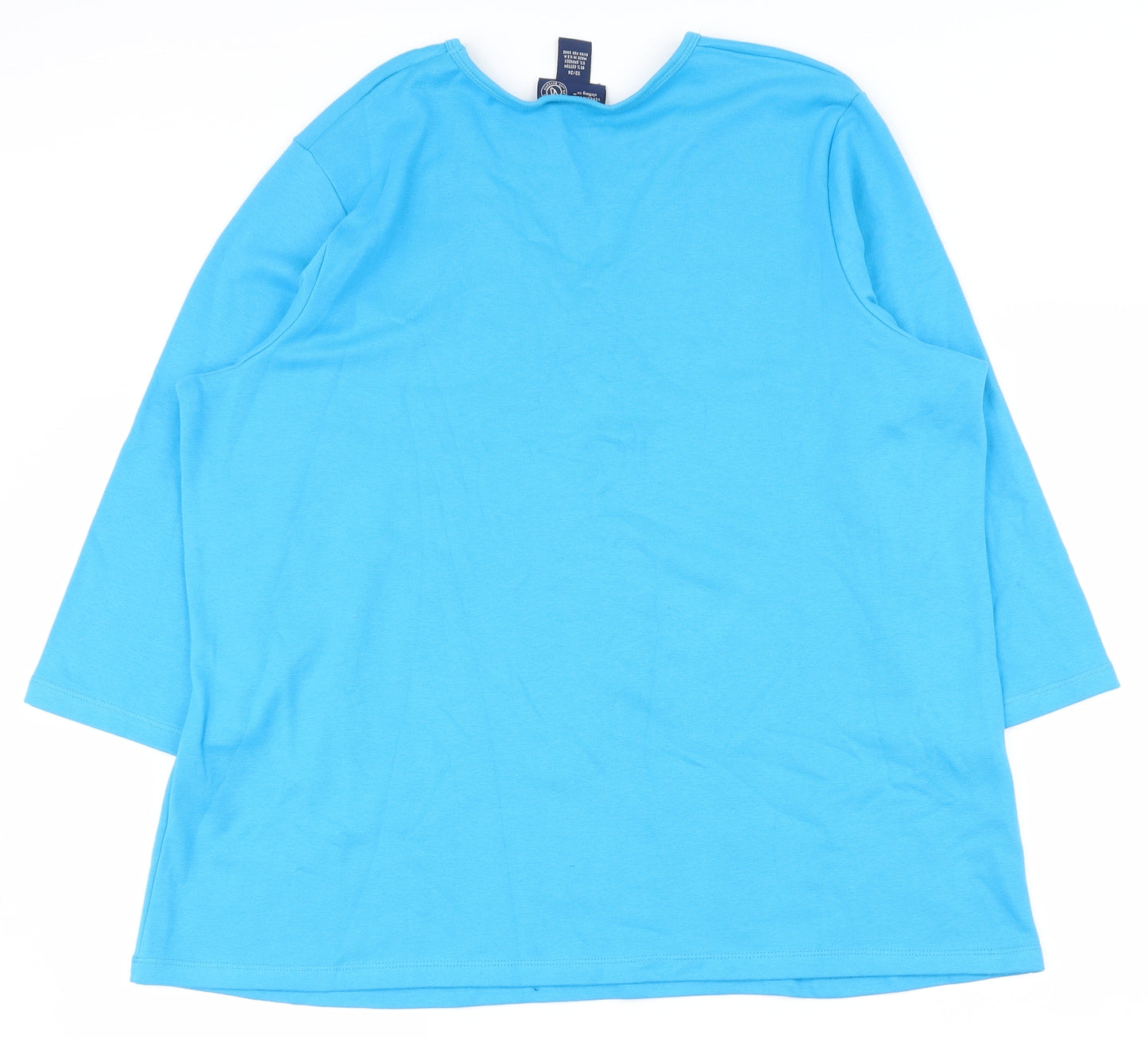 Venezia Womens Blue  Cotton Basic T-Shirt Size 22 V-Neck