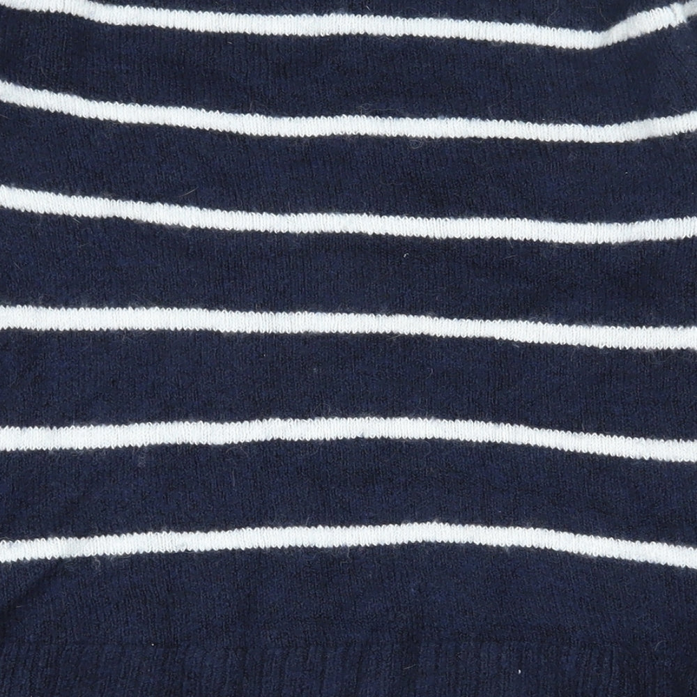 H&M Girls Blue Round Neck Striped Acrylic Pullover Jumper Size 10-11 Years  Pullover