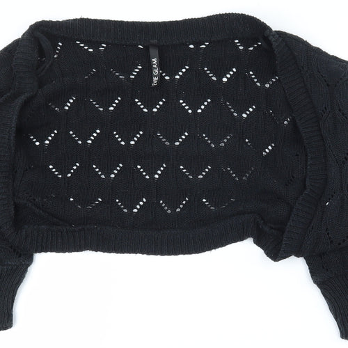 E-vie Womens Black V-Neck  Acrylic Cardigan Jumper Size 10