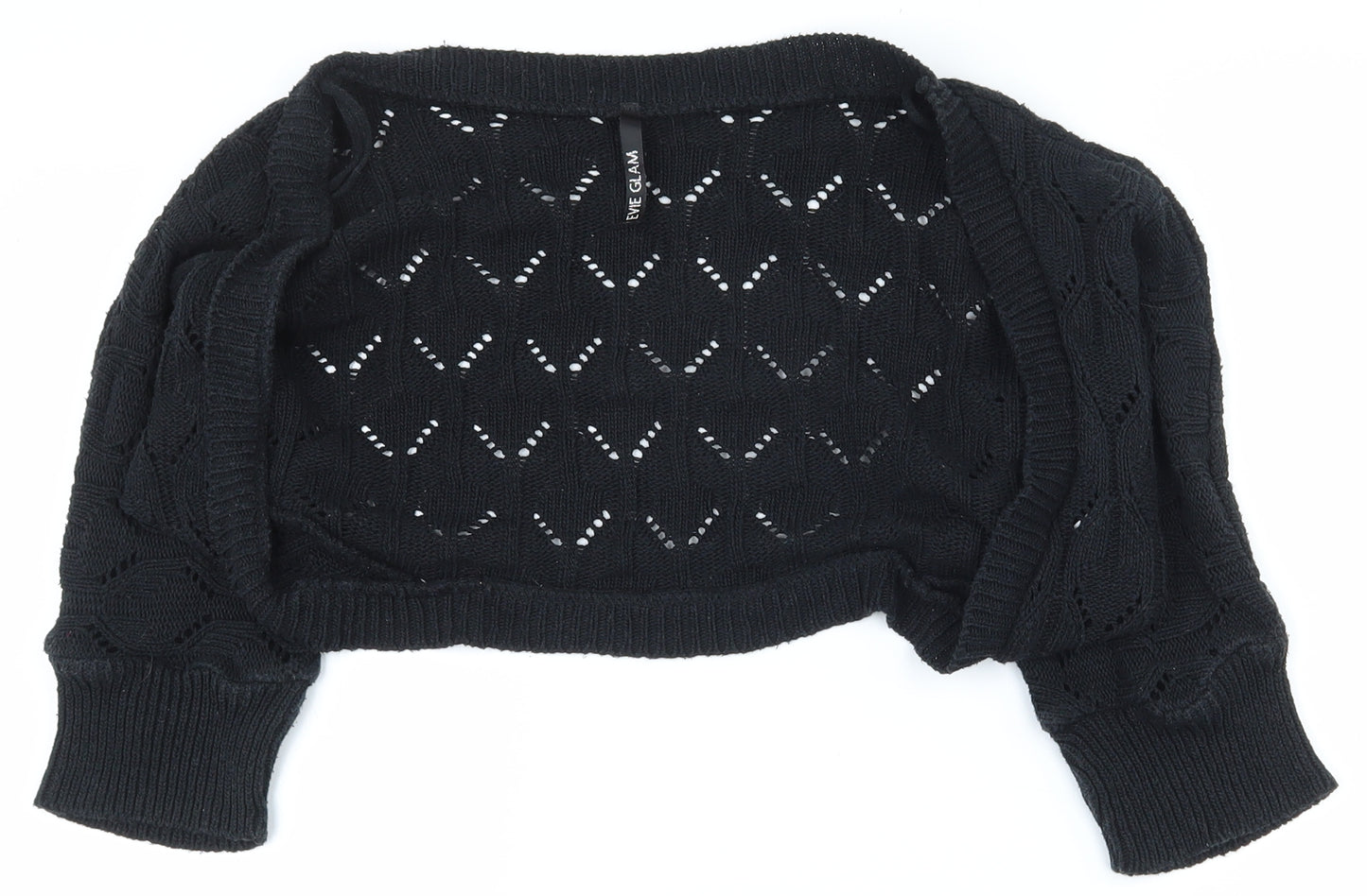 E-vie Womens Black V-Neck  Acrylic Cardigan Jumper Size 10